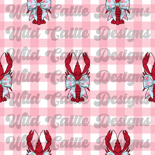 Pink old south crawfish seamless