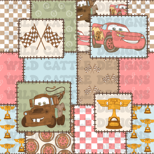 Pink race car patchwork