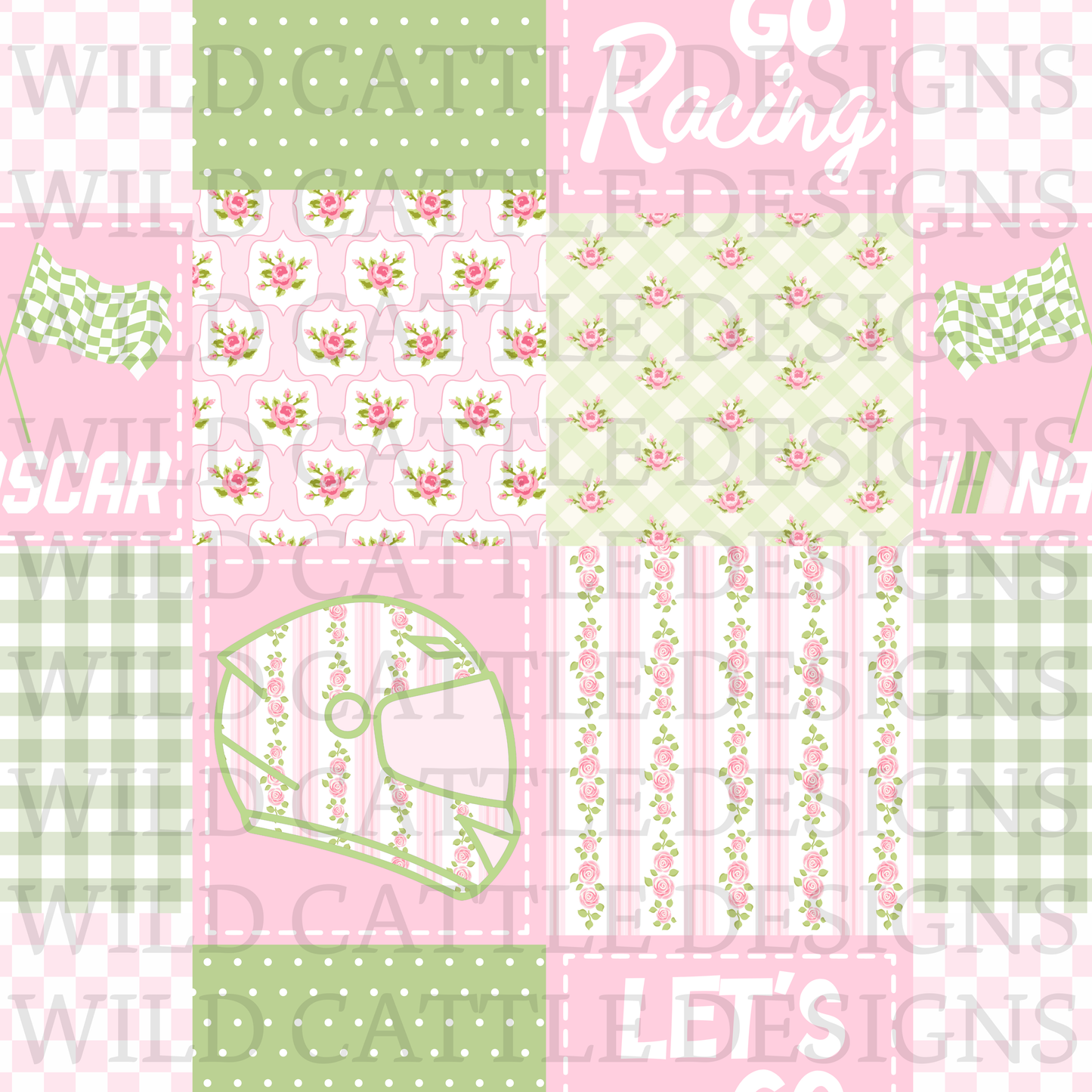 Pink racecar patchwork