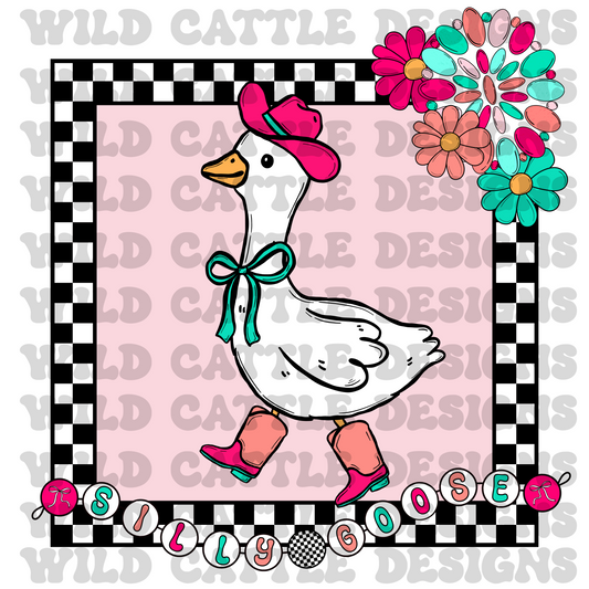pink western check silly goose png