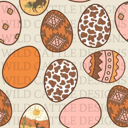 Pink western easter eggs seamless