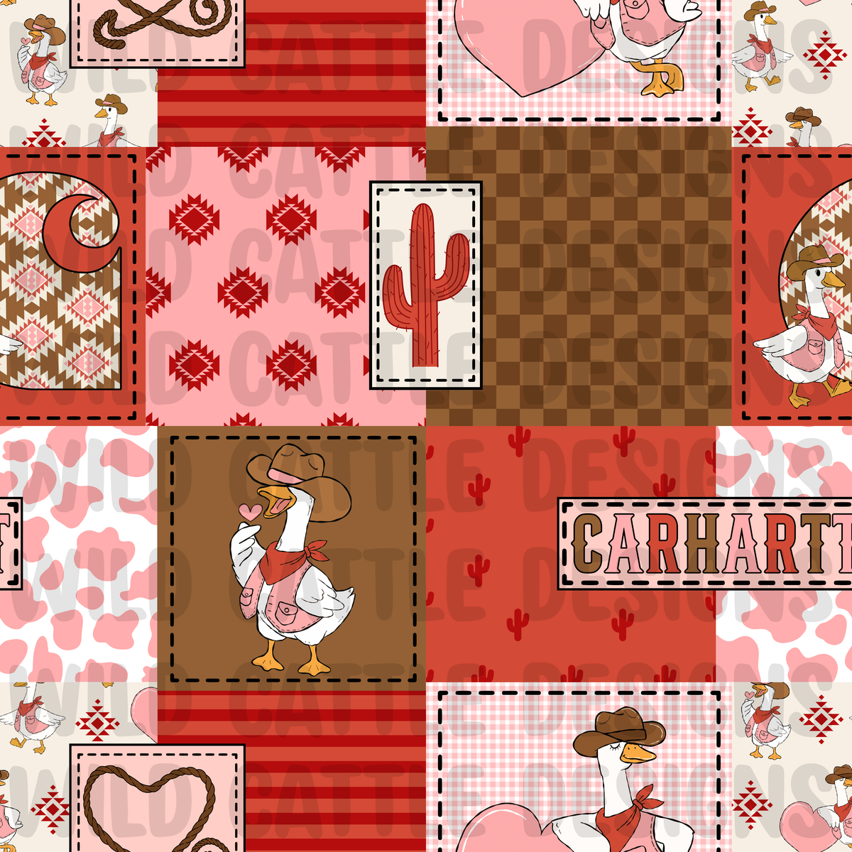 Pink western goose patchwork