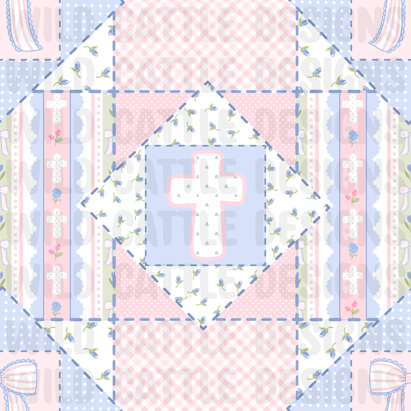 Preppy coquette cross patchwork