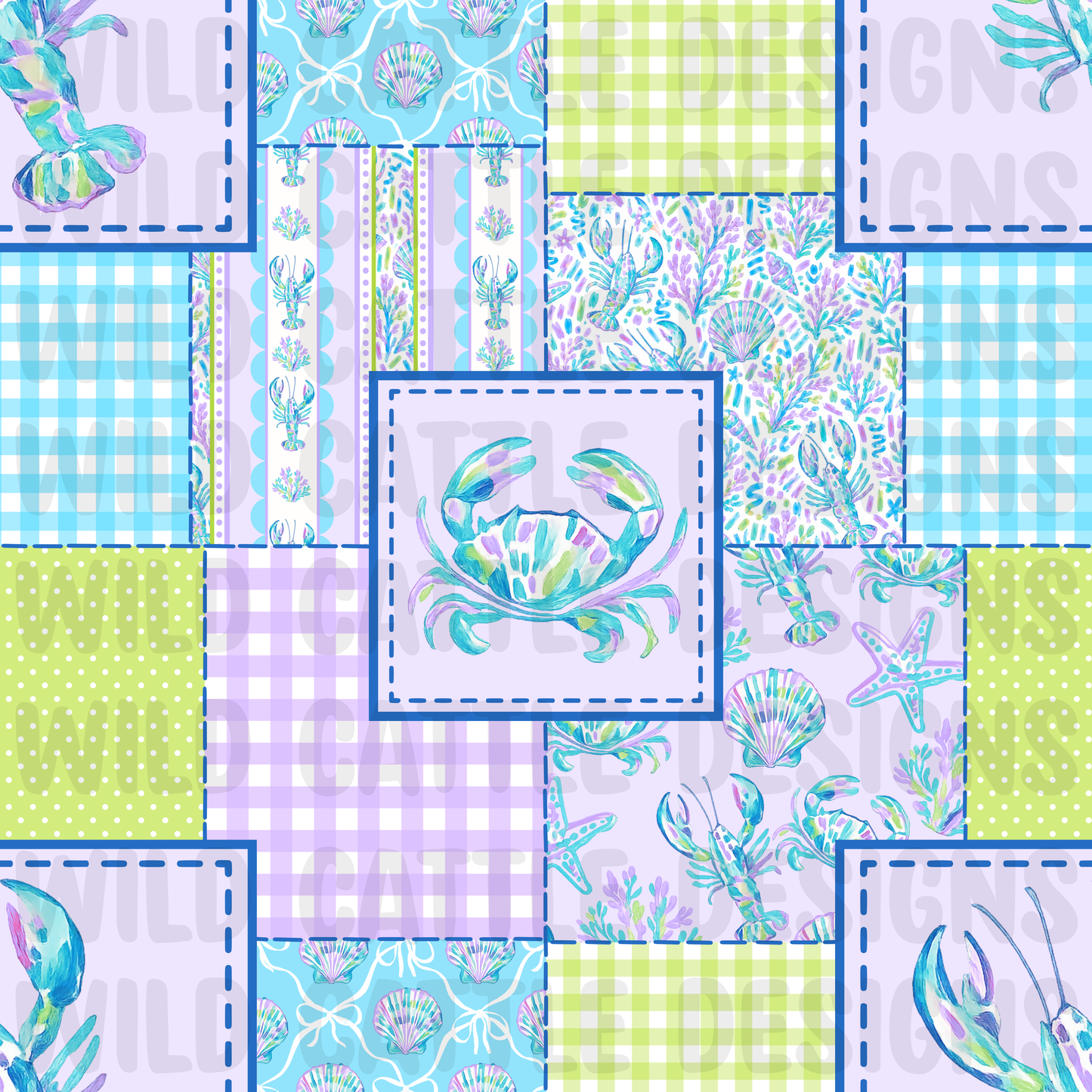 Preppy purple seaside patchwork
