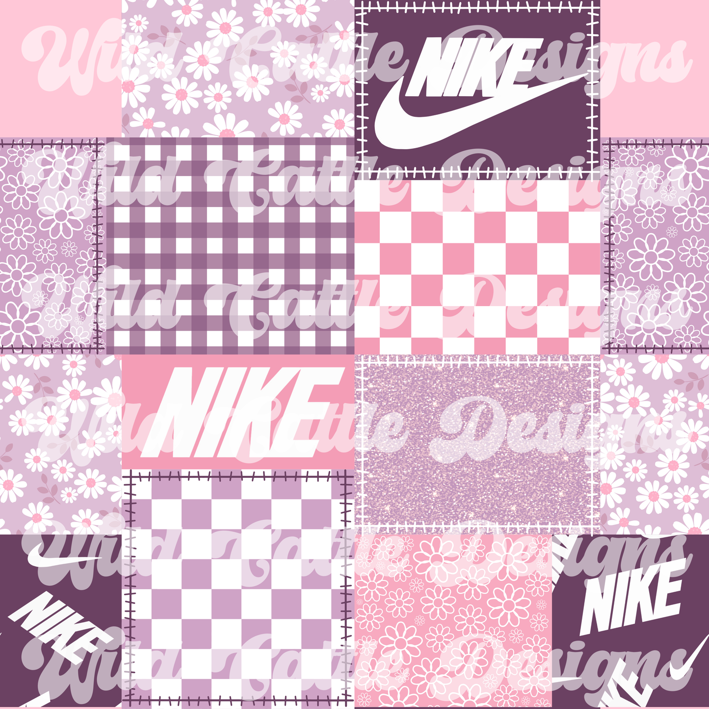 Purple and pink checkmark patchwork