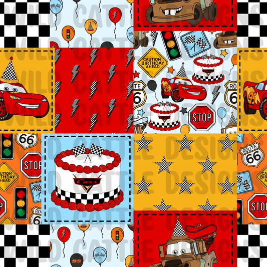 Racecar birthday girl patchwork