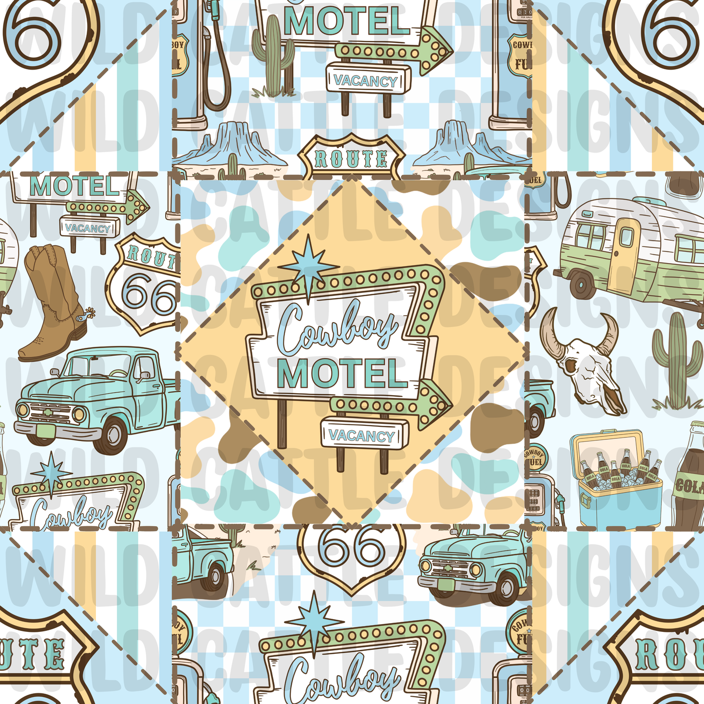 Route 66 Cowboy Quilt Patchwork