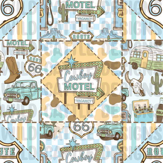 Route 66 Cowboy Quilt Patchwork