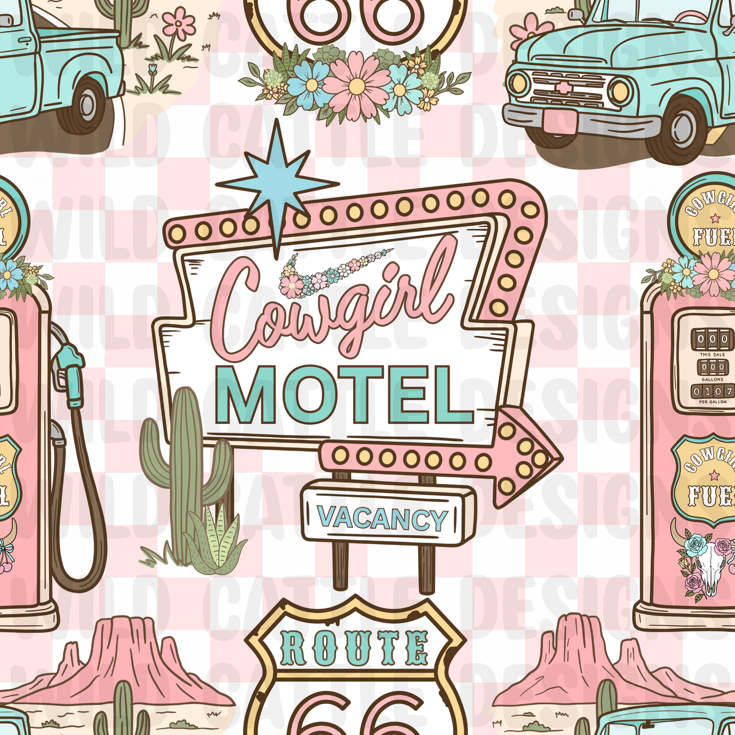 Route 66 Cowgirl checkmark with checkers