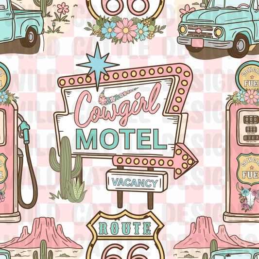 Route 66 Cowgirl checkmark with checkers