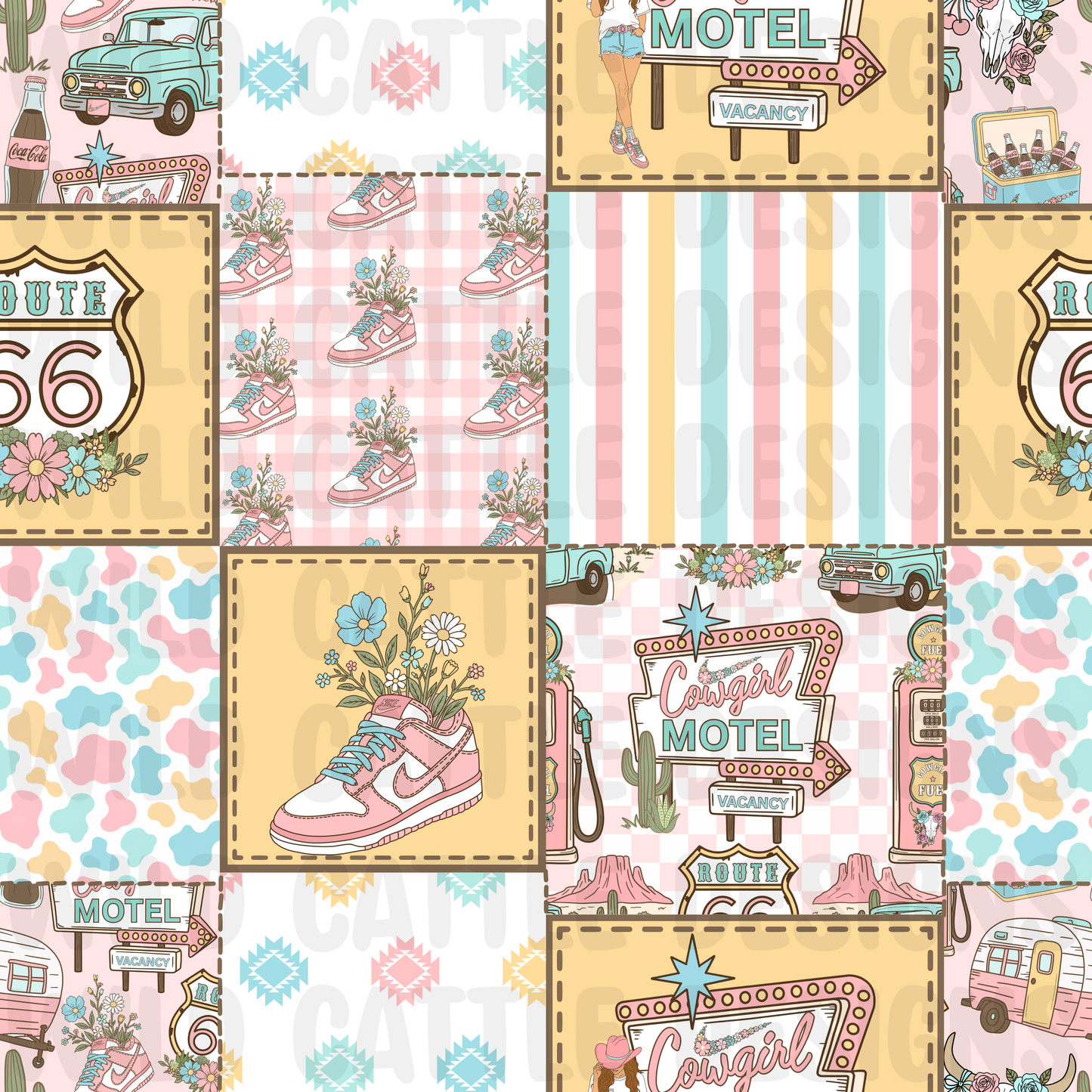 Route 66 Cowgirl checkmark patchwork