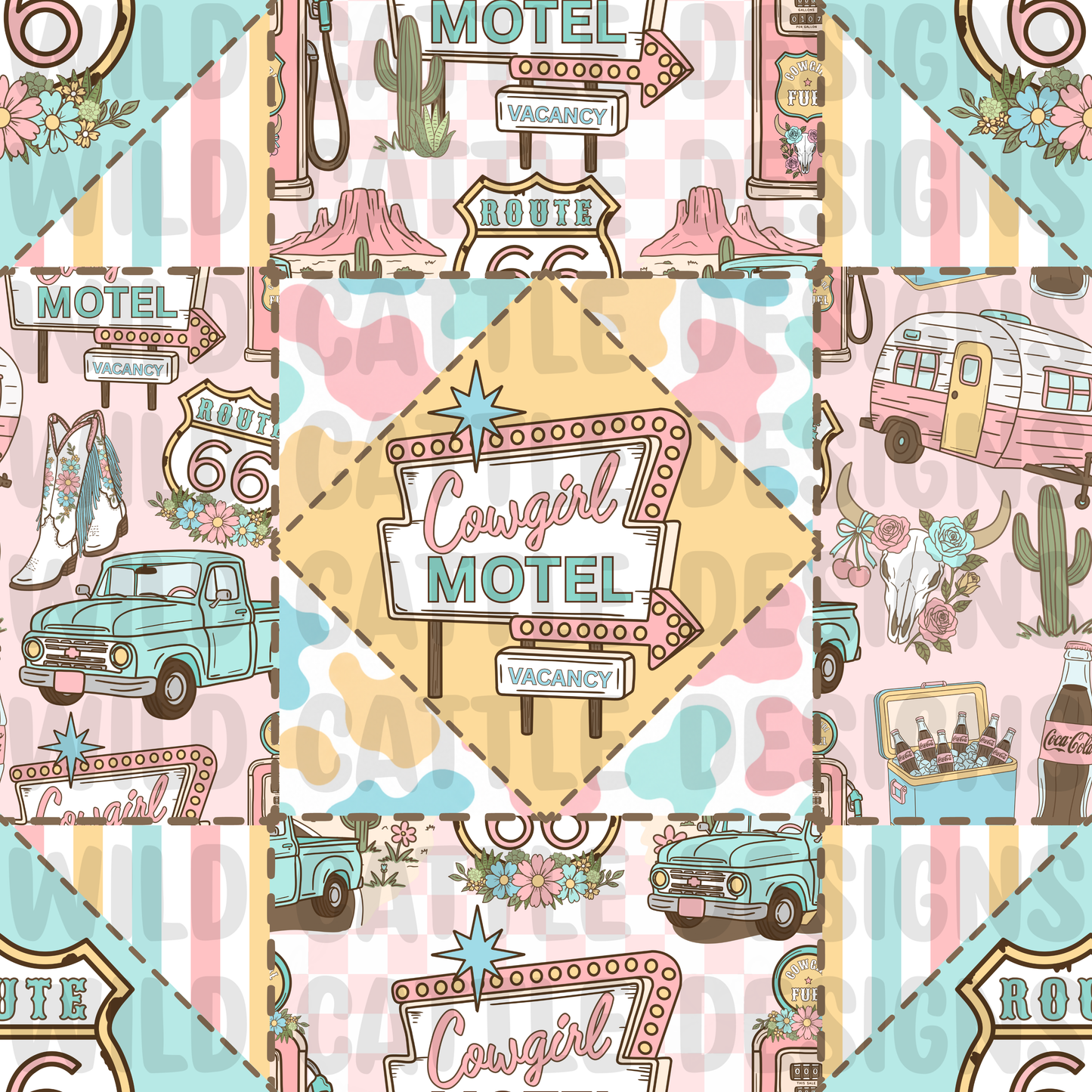 Route 66 Cowgirl quilt patchwork