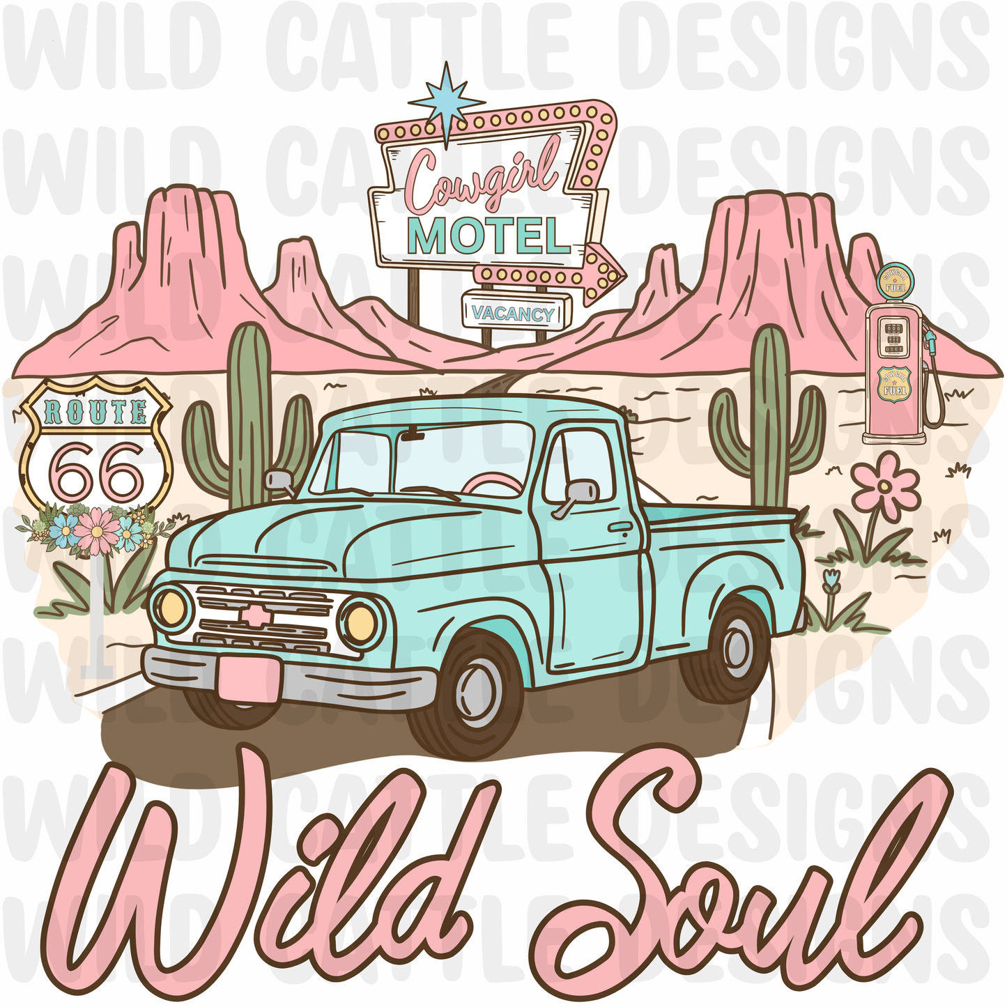 Route 66 cowgirl Wild soul png
