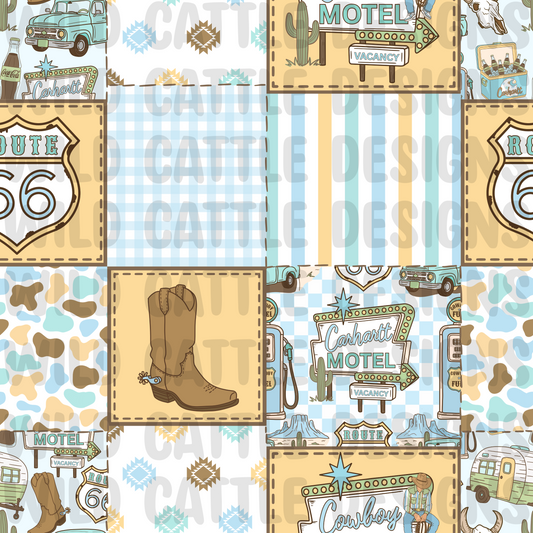 Route 66 Western Cowboy Patchwork