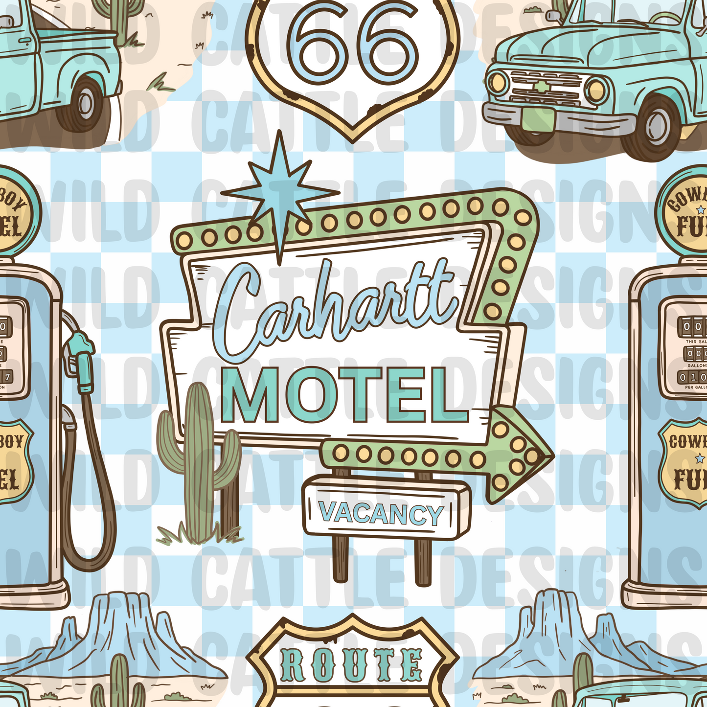 Route 66 western Cowboy with checkers