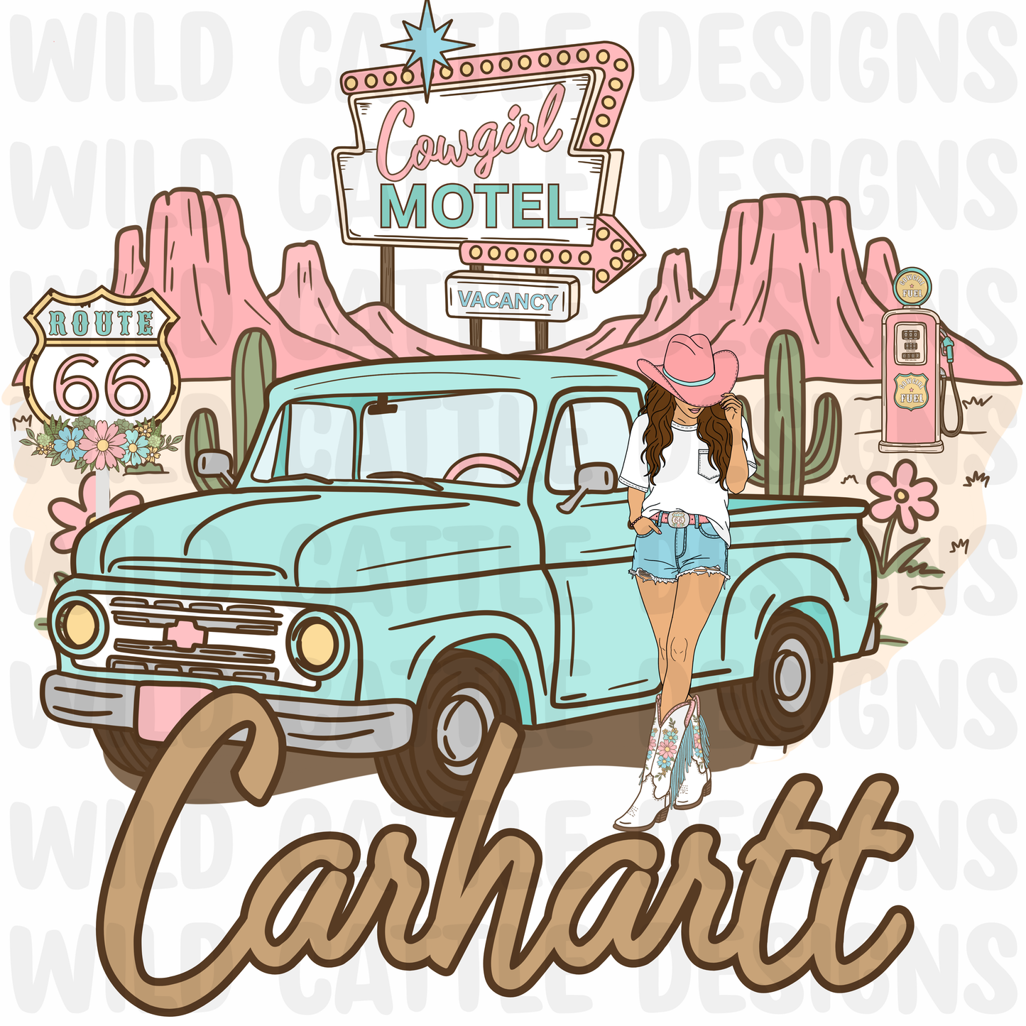 Route 66 western Cowgirl png