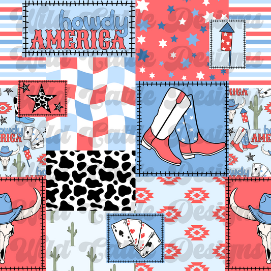 RWB cowboy howdy america patchwork
