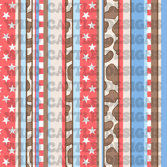 RWB cowgirl cowboy stripe seamless