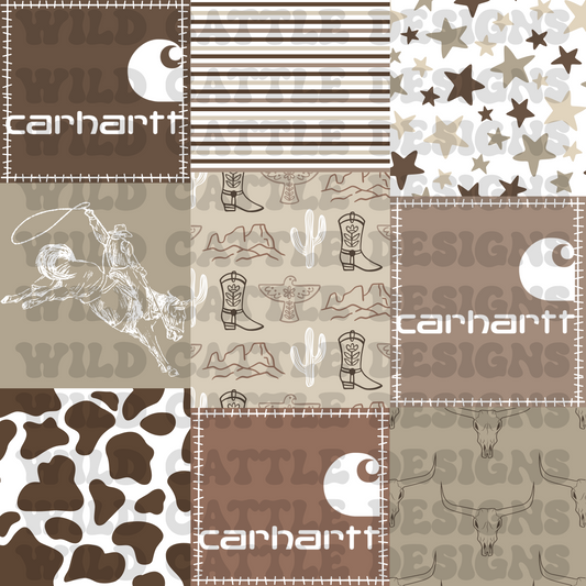 Sad Beige Cowboy Western Patchwork