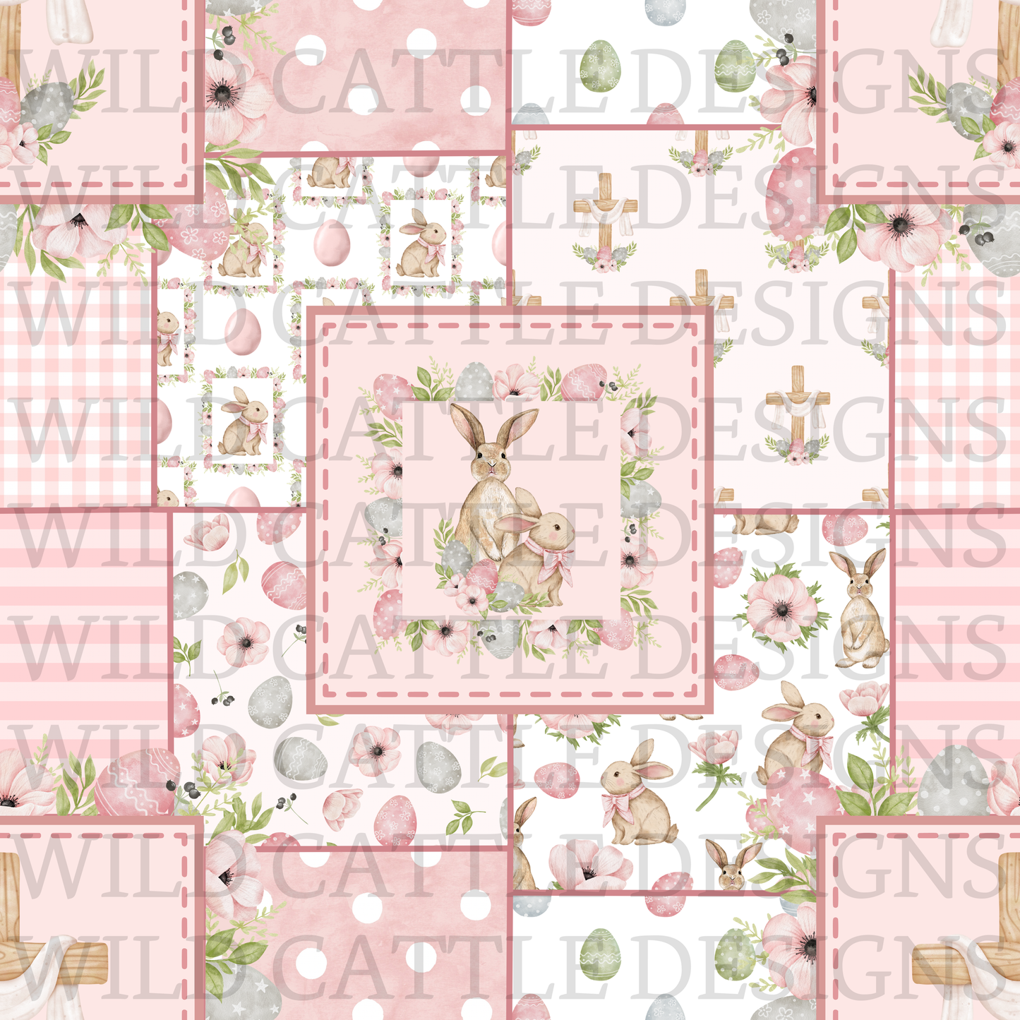 Shabby chic bunnies patchwork