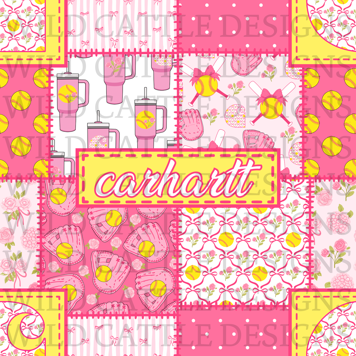 Softball heart patchwork
