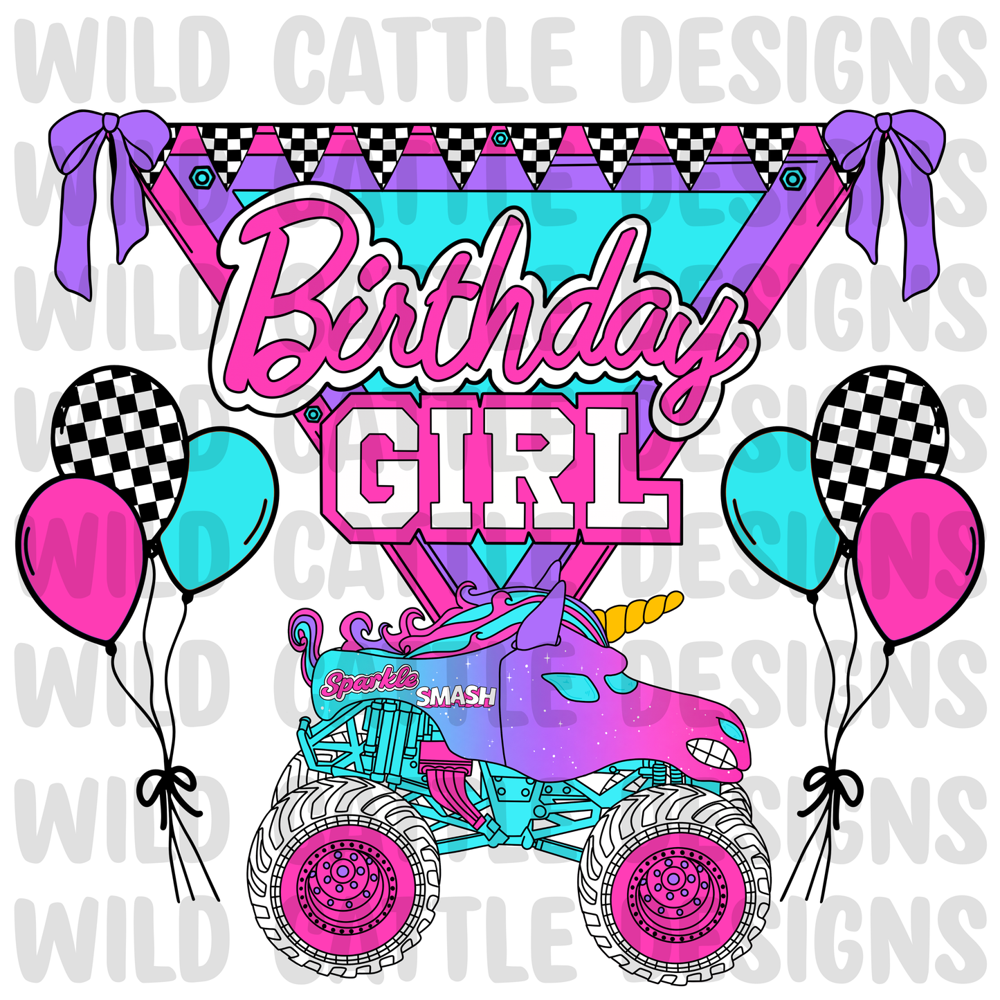 Sparkle monster truck birthday girl png