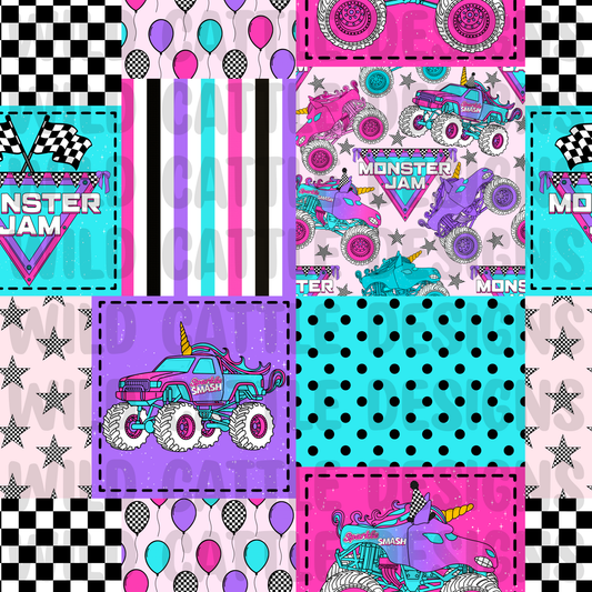 Sparkle monster truck birthday patchwork