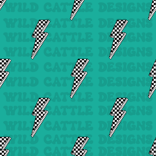 teal checker bolt seamless