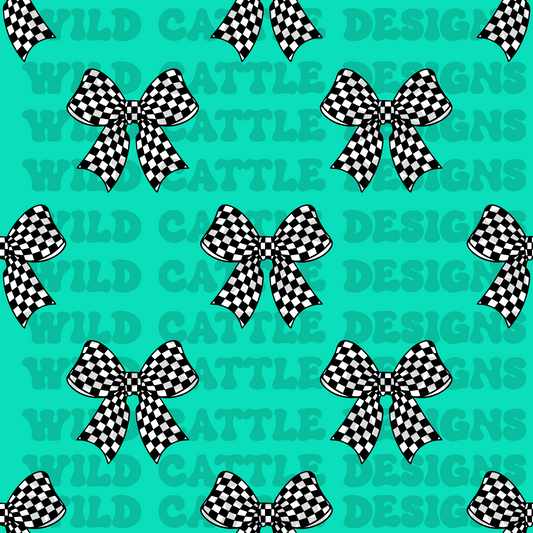 teal check bow seamless