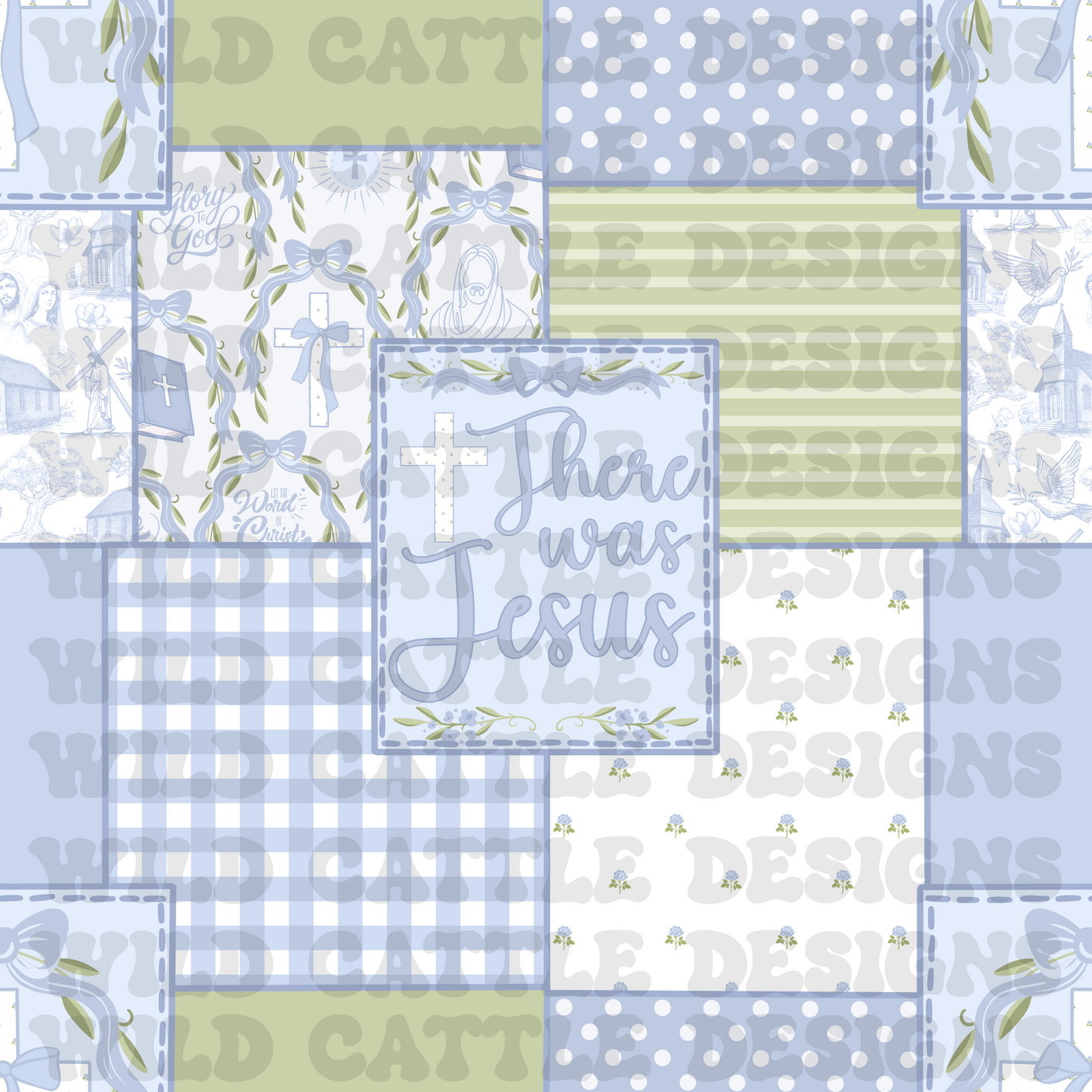 There was a Jesus blue patchwork