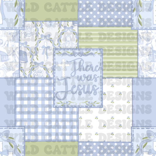 There was a Jesus blue patchwork