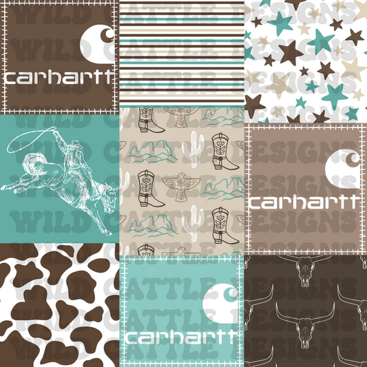 Turq and Brown Western Patchwork