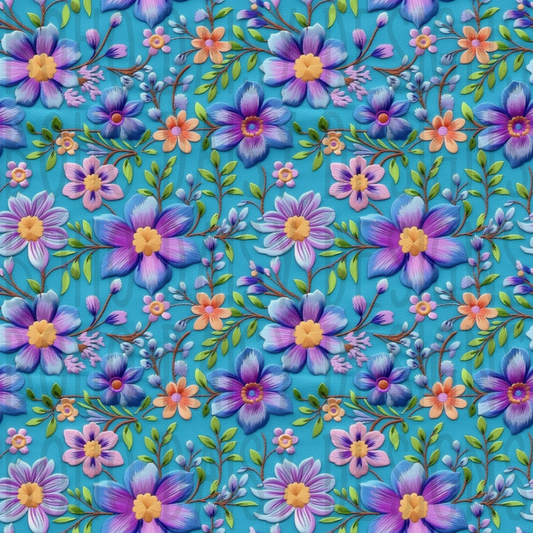 Blue and Purple Florals Seamless