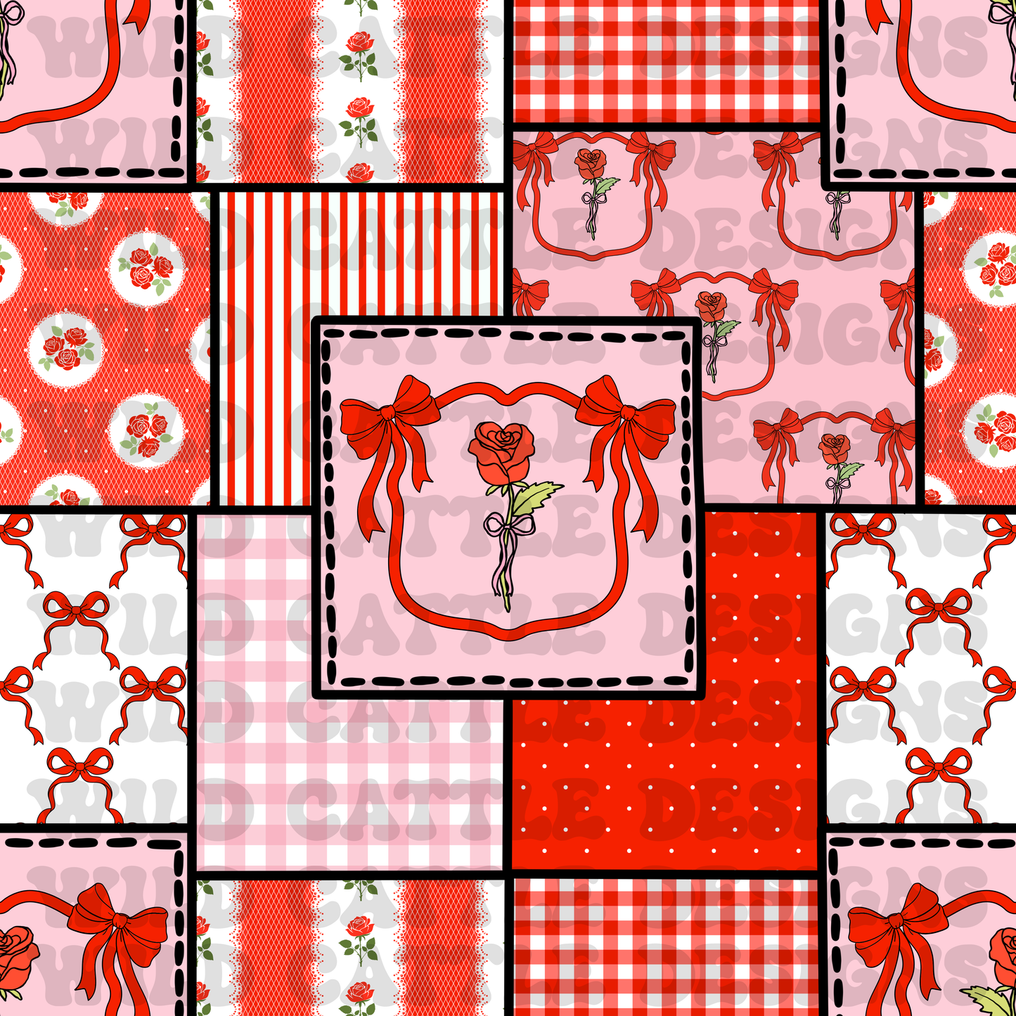 Valentine rose patchwork