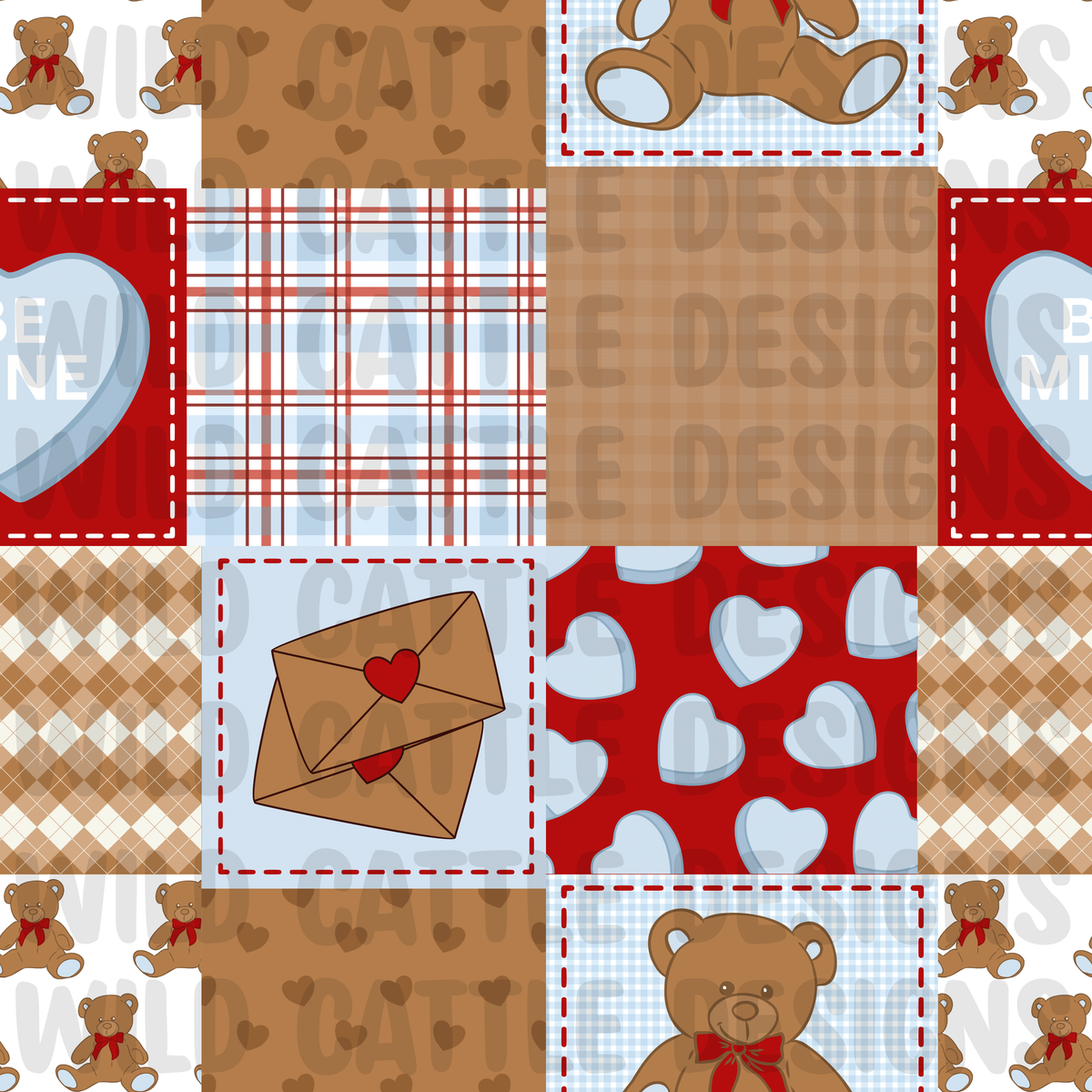 Valentine teddy patchwork