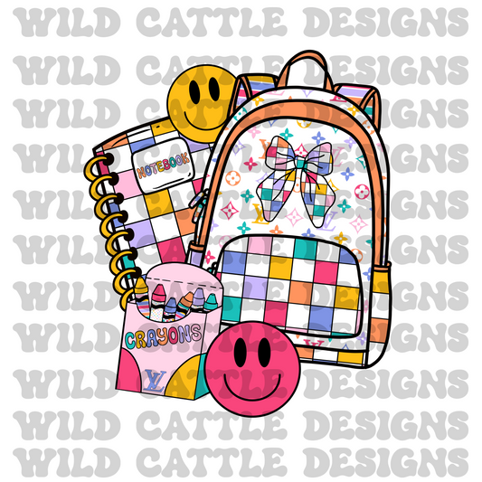 Vibrant boujee school supplies png