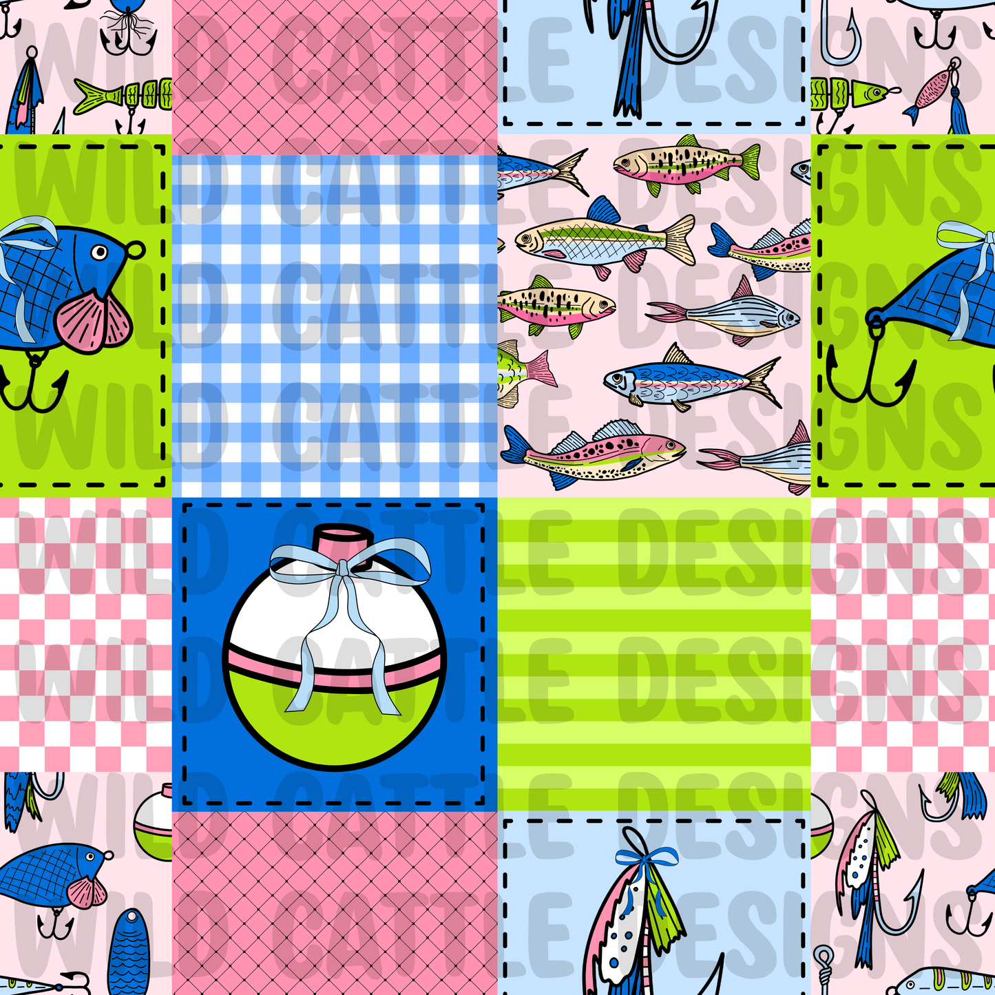 Vibrant fishing patchwork