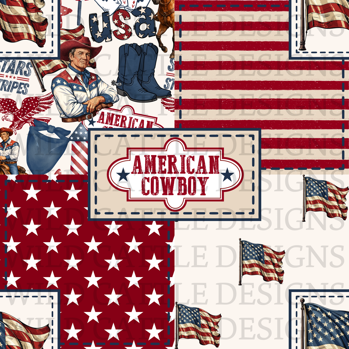 Vintage American cowboy patchwork