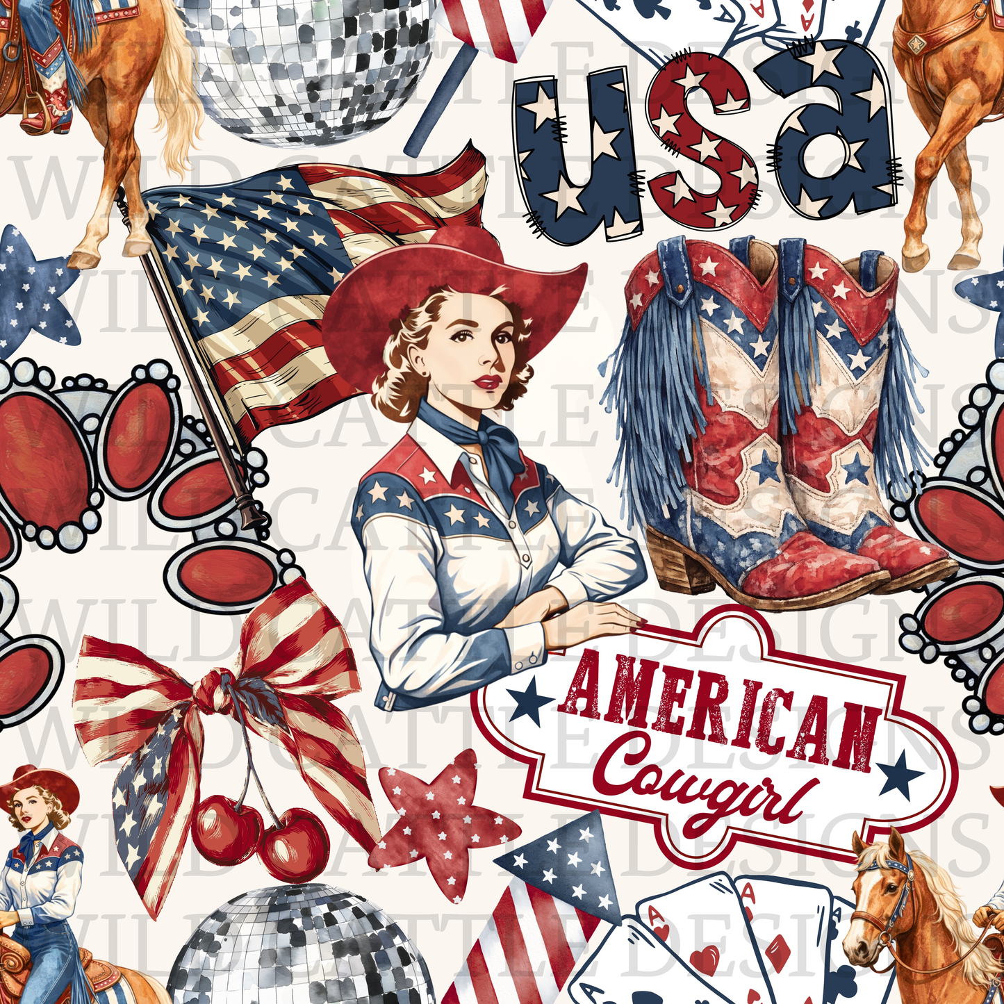 Vintage American cowgirl seamless