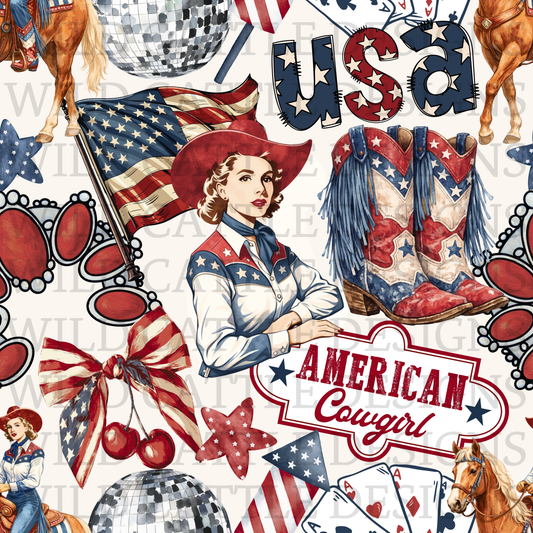 Vintage American cowgirl seamless