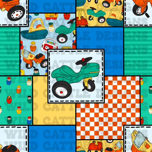 Vintage boy toys patchwork