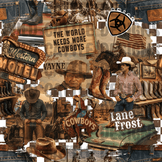 Vintage Cowboy Collage Seamless
