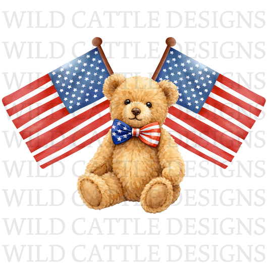 Vintage patriotic bear png