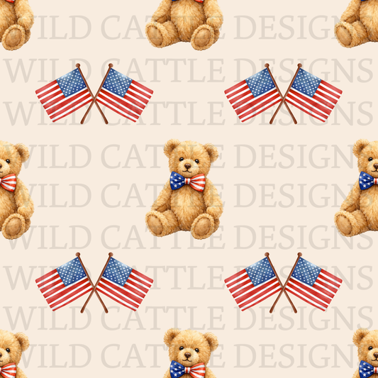 Vintage patriotic bear seamless