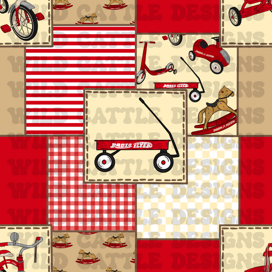 Vintage red toy patchwork