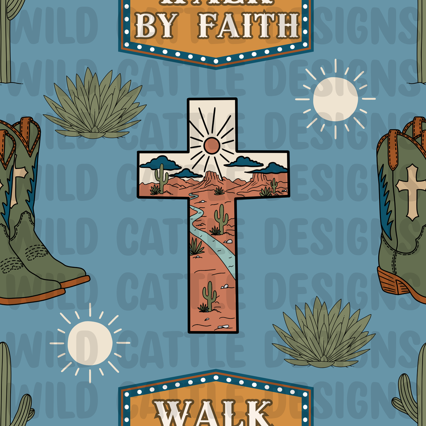 Walk by faith cowboy seamless