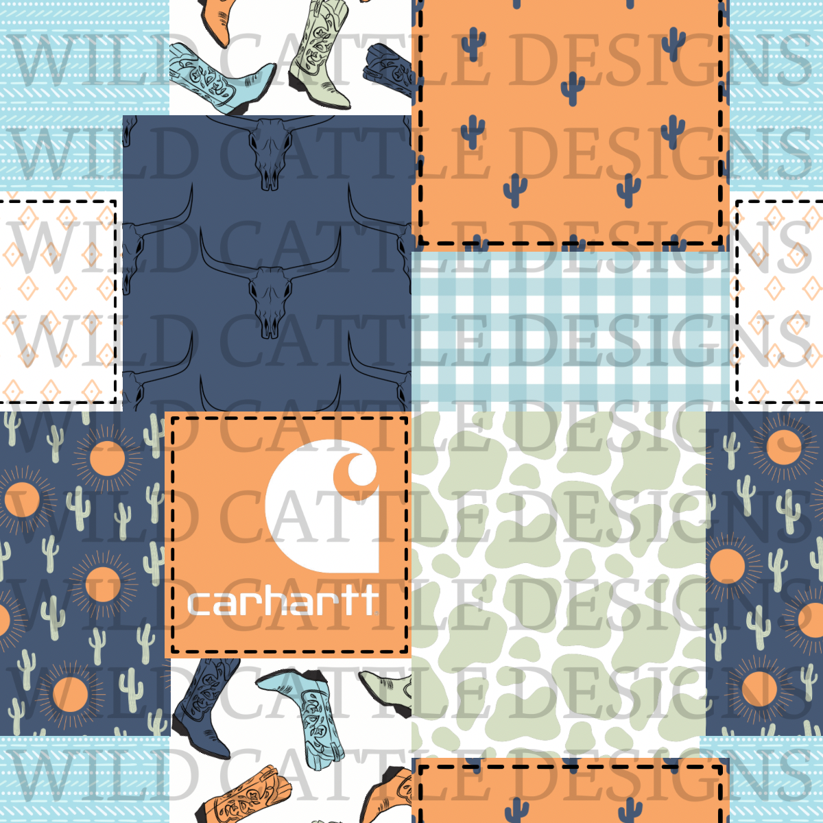 Western navy and orange patchwork