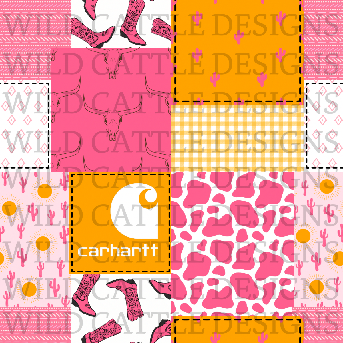 Western pink and orange dreams patchwork
