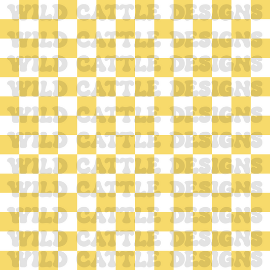 Yellow stitching checker seamless