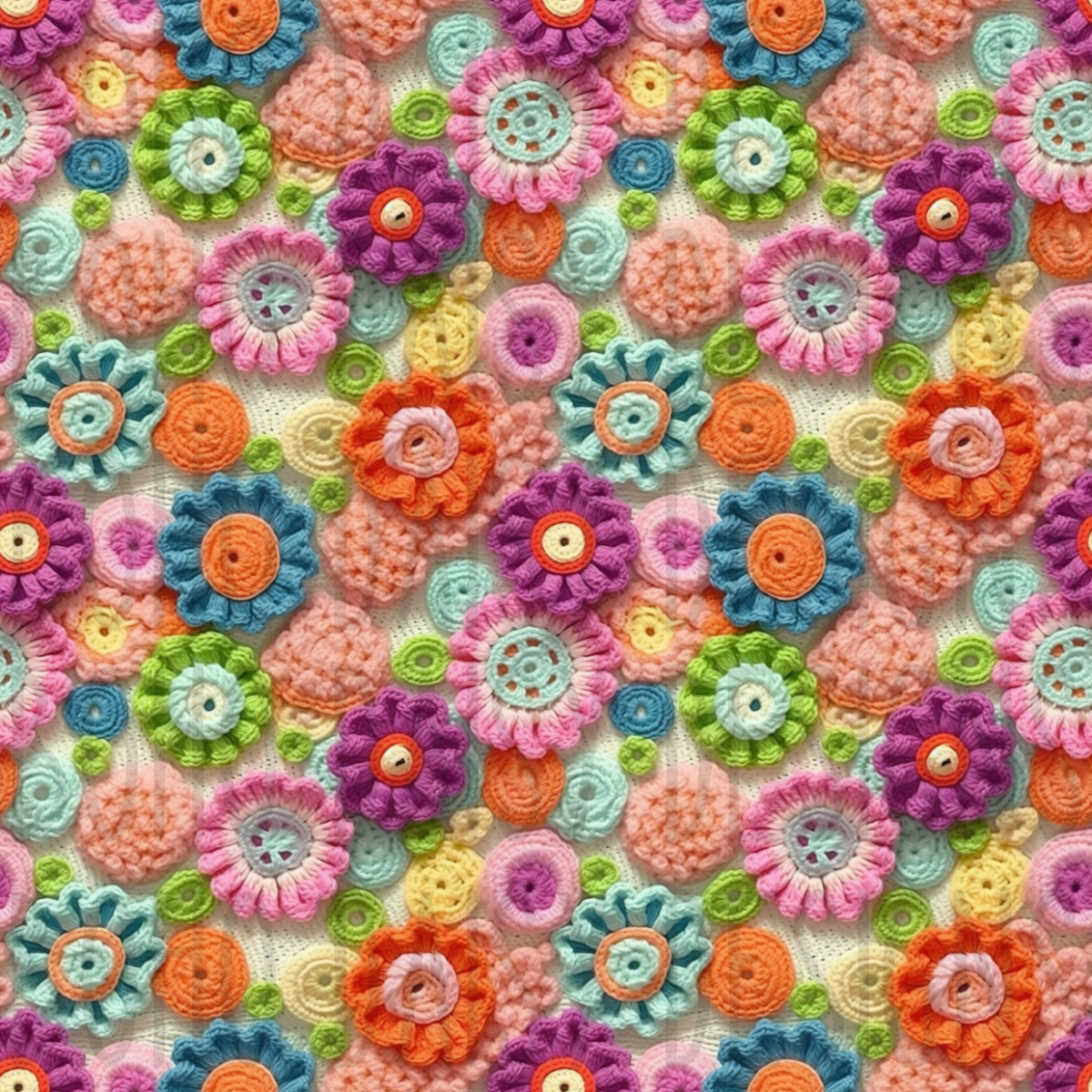 Colorful Crotchet Flowers Seamless
